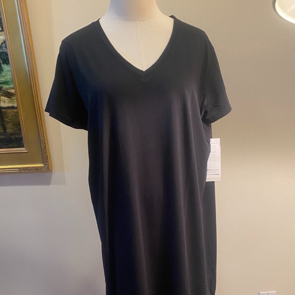 New with tags, Large, black Softie mid-calf drop nightgown.
